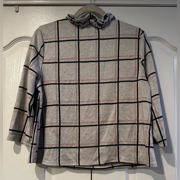 Sunday in Brooklyn by Anthropologie Grid Pattern Ruffle Neck Sweater - Size S - Picture 4 of 5